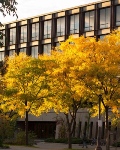Uris Hall in the fall